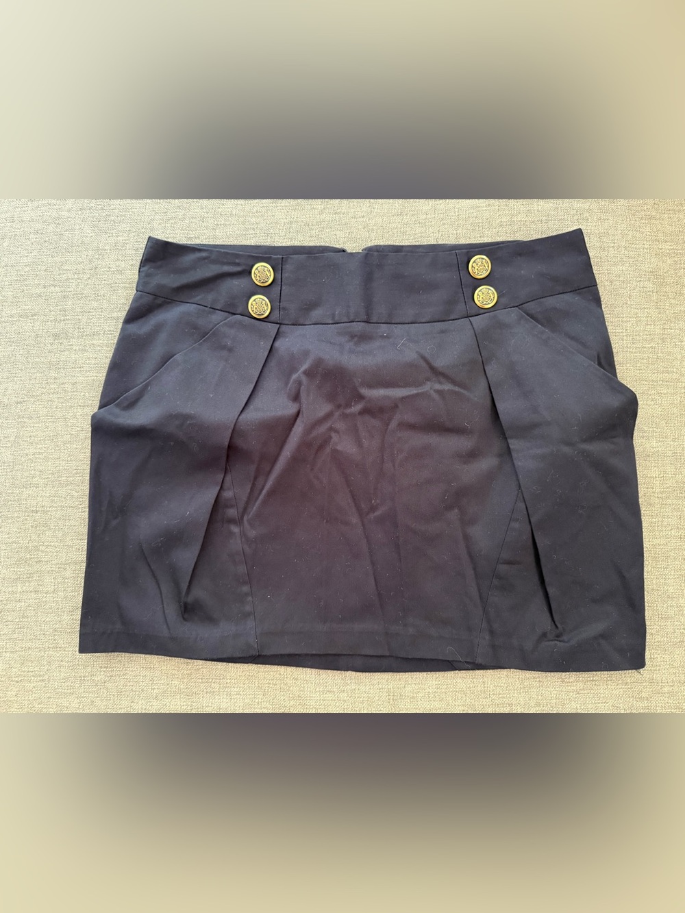 Topshop Navy Blue Mini Skirt with Gold Buttons